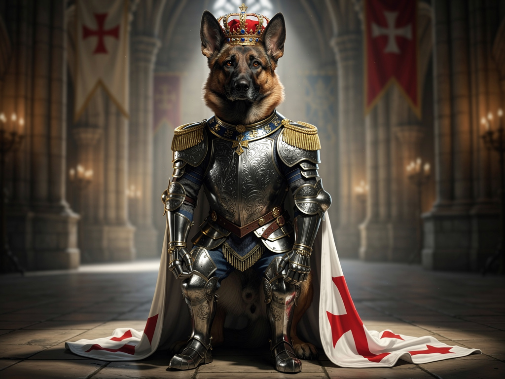 Ridderportrett av hund